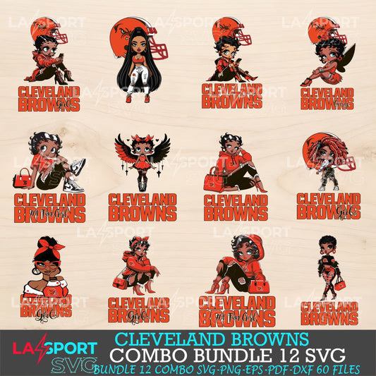 Cleveland Browns Bundle Beautiful Black Girl NFL Fans SVG For Cricut, silhouette, Laser Cut
