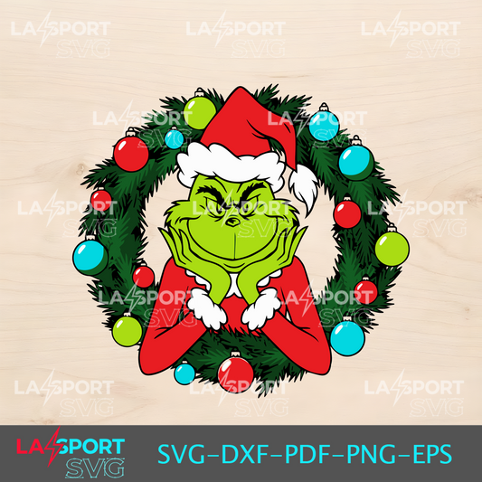 Grinch Christmas Wreath SVG - Perfect for Cricut Crafts