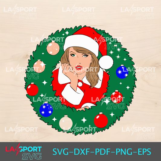 Taylor Swift Christmas Wreath SVG - Perfect for Cricut Crafters and Swifties!