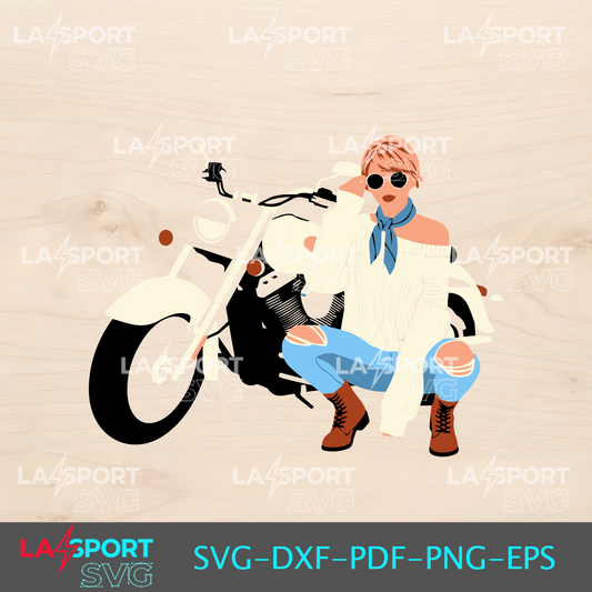 Girl with Motorcycle SVG - Cricut Ready Design