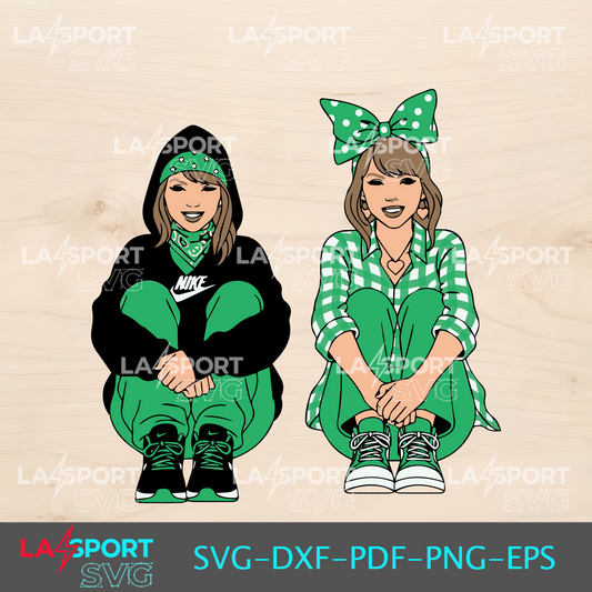 Two Girls Sitting SVG - Cricut Ready Digital Design
