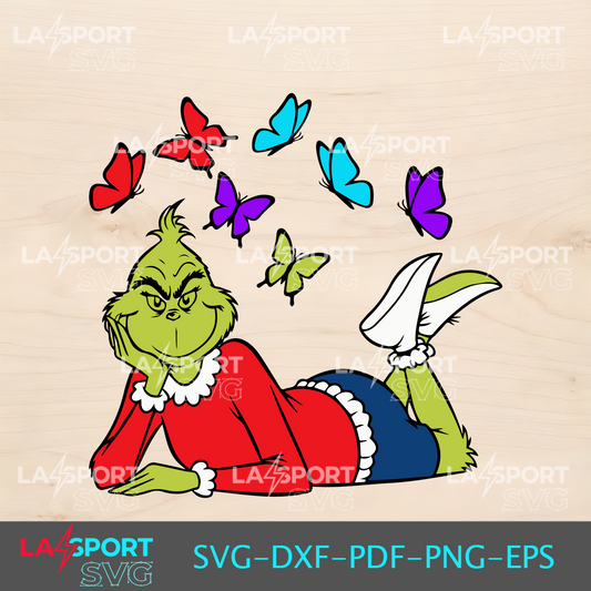 Grinch with Butterflies SVG for Cricut - Whimsical Christmas Craft