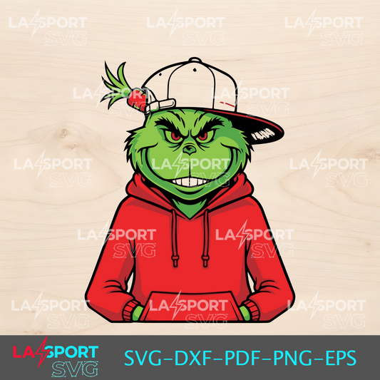 Grinch wearing a hat and hoodie SVG file for Cricut
