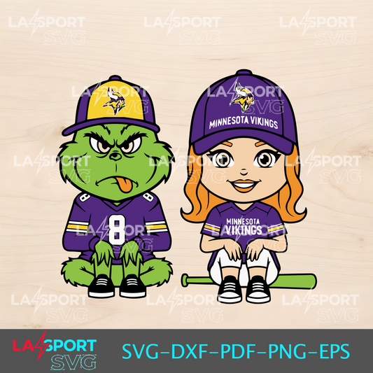 Grinch and Girl Vikings Fans SVG - Perfect for Cricut Projects