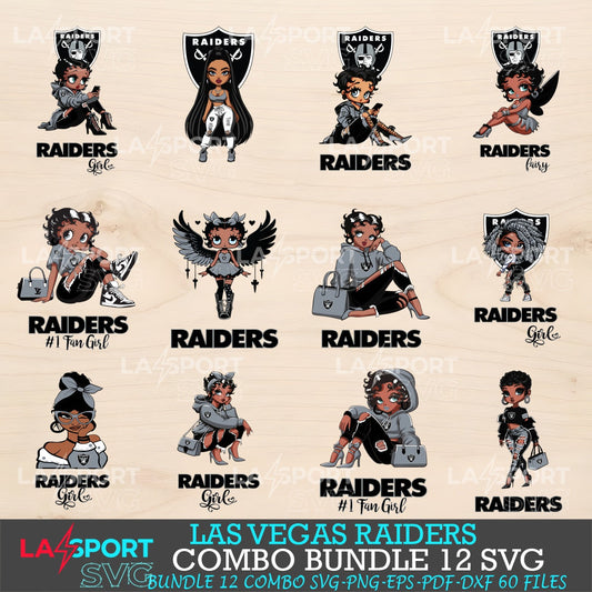 Las Vegas Raiders Bundle Beautiful Black Girl NFL Fans SVG For Cricut, silhouette, Laser Cut