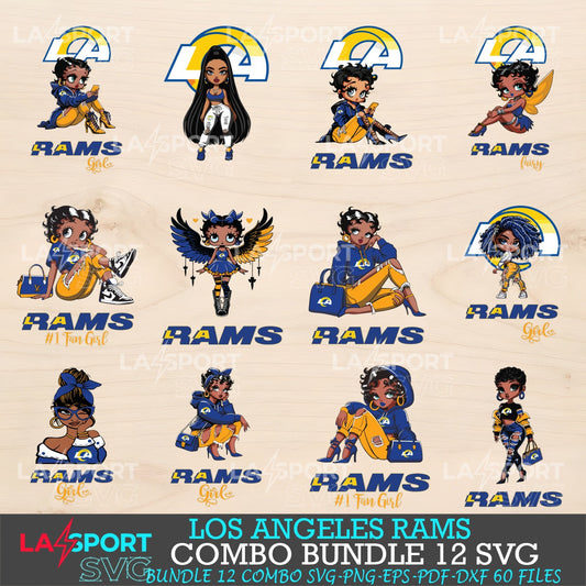 Los Angeles Rams Bundle Beautiful Black Girl NFL Fans SVG For Cricut, silhouette, Laser Cut