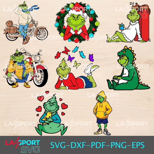 Grinch Cartoon Characters SVG for Cricut - Perfect for Holiday Crafts